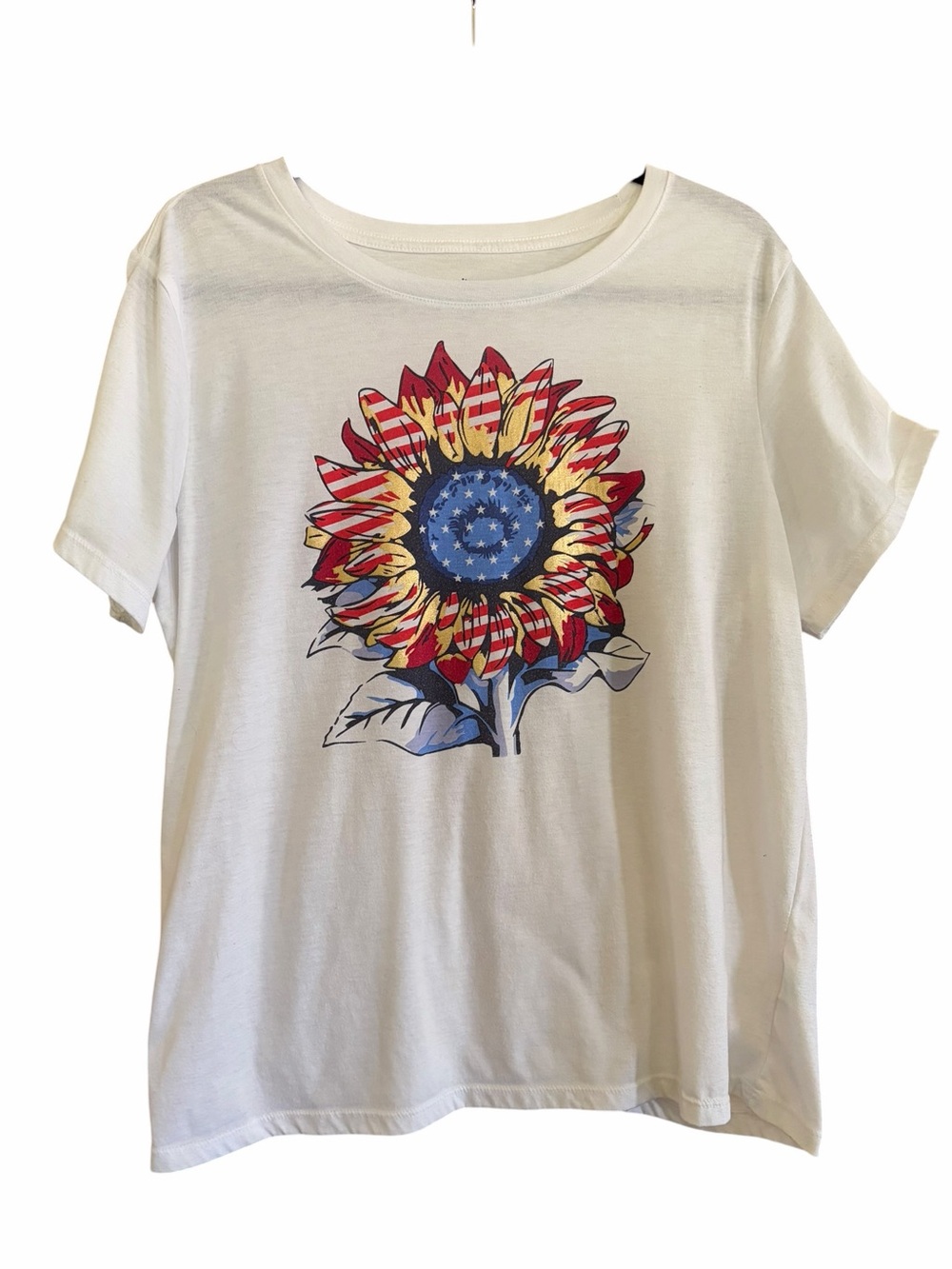Women's White Short-Sleeve Sunflower Graphic Tee